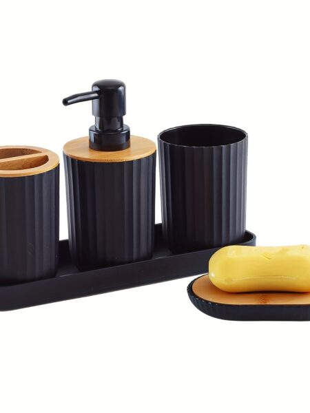 Bathroom Accessories Set Soap Dispenser Bottle Dish Washroom Toothbrush Holder Cup Suit Lotion Rack Toothbrush Holder Rack 1set