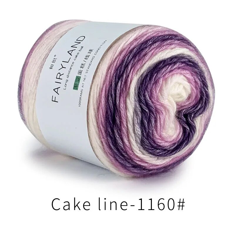 1PC Gradient Cake Thread Medium Thick Section Dyed Pure Cotton Wool Thread Wholesale Crochet Hand Woven Scarf Thread