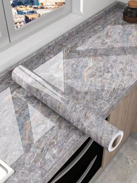 40cm Marble Kitchen Oil-Proof Film Stove Waterproof Self-Adhesive Wallpaper Countertop Cabinet Renovation Tile Wall Stickers