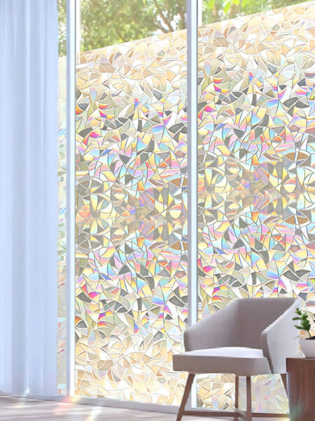 Window Privacy Film Frosted Glass Window Film Sun Blocking Window Film Non-Adhesive Heat Control Removable Window Stickers Decor