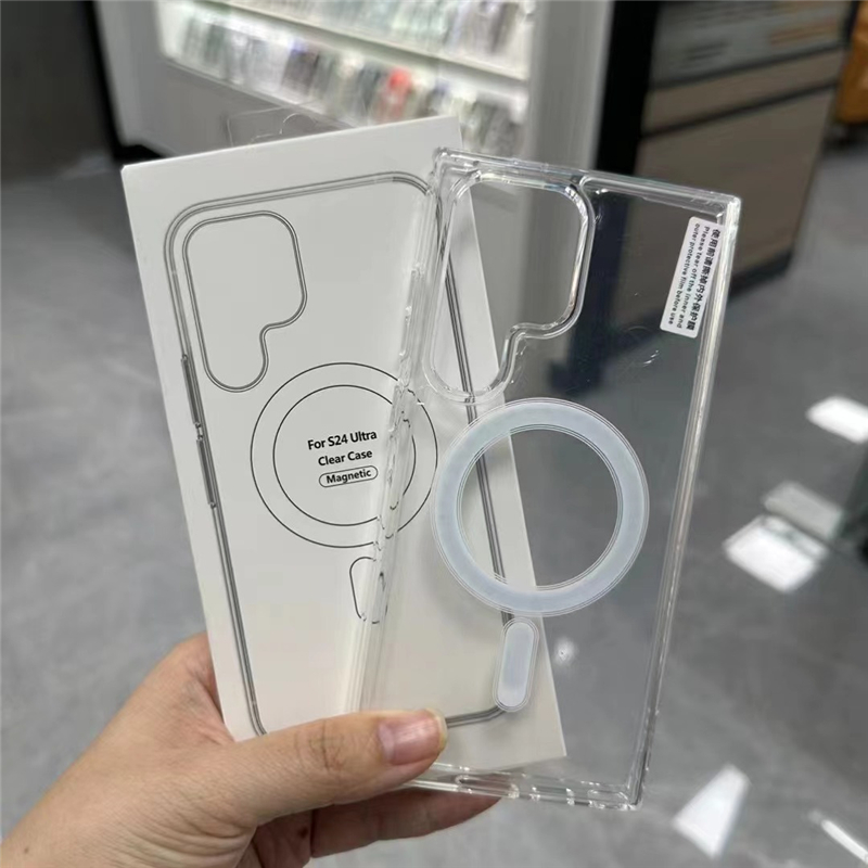 Original Magsafe Magnetic Case for Samsung Galaxy S24+ S21 FE S22 Plus S23 Ultra Plus Wireless Charging Shockproof Clear Cover