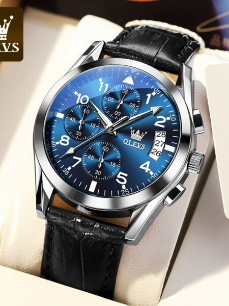 OLEVS Quartz Watch for Men Original Leather Strap Date Display Waterproof Luminous Business Casual Quartz Men Watch Top Brand