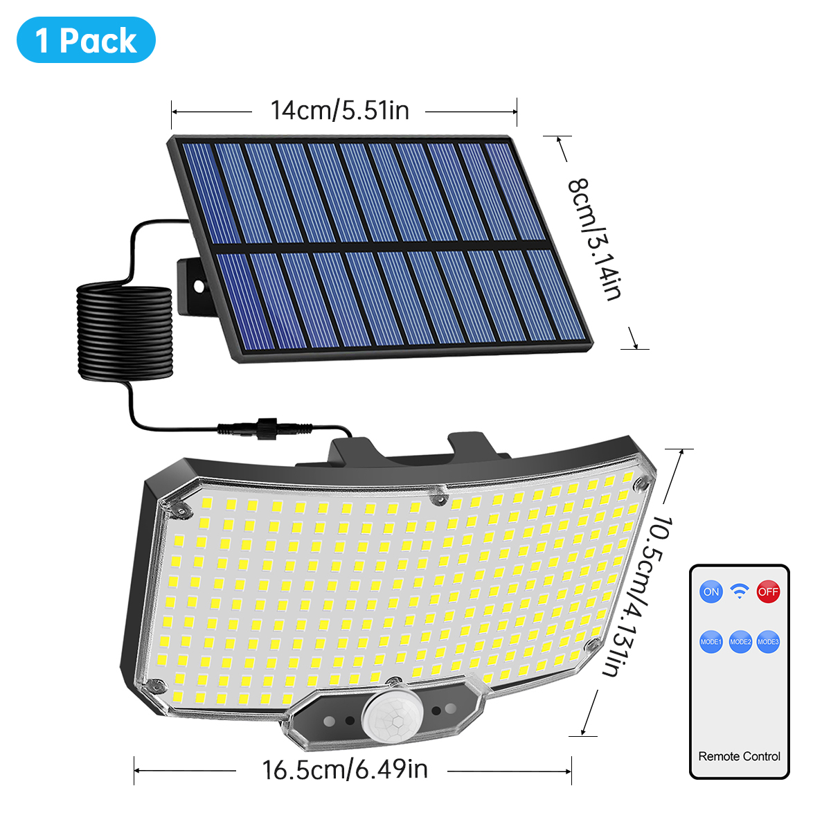 234LED Solar Lights Outdoor With 3 Modes Motion Sensor Solar Flood Lights with Remote IP65 Waterproof Security Solar Wall Lamp