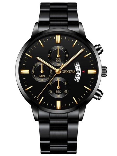 Fashion Men Black Stainless Steel Watch Luxury Calendar Quartz Wrist Watch Mens Business Watches for Man Clock Relogio Masculino