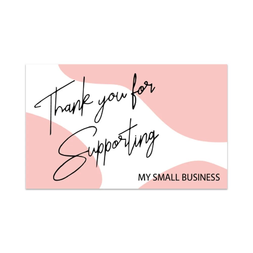 50pcs 9.0x5.4cm Pink Foil Stamp Greeting Label Custom Thank You Cards For Small Bussiness Gift Box Decoration Packaging Supplies