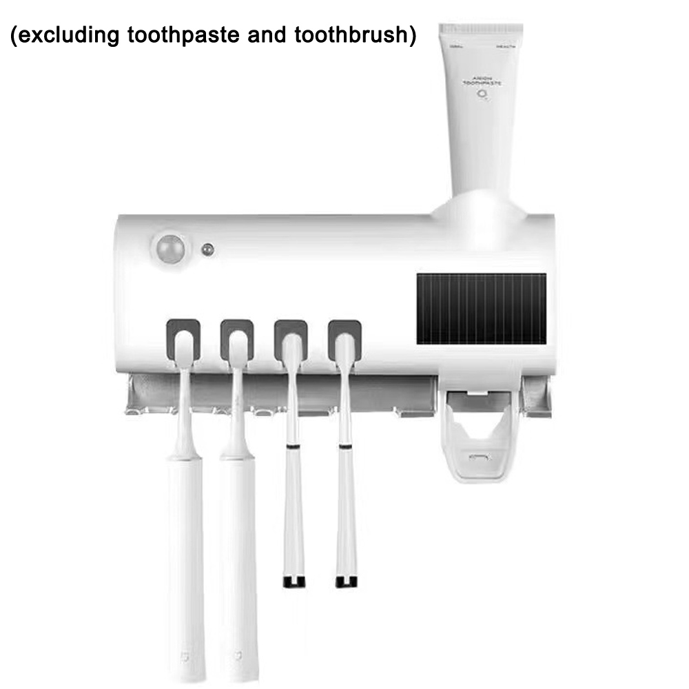 Toothbrush Holder Wall Mounted Solar UV Light Ultraviolet Toothbrush Sterilizer Automatic Toothpaste Holders Bathroom Accessory
