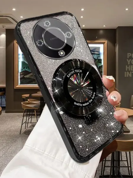 Luxury Holder Glitter Soft Case for Honor Magic 5 6 Lite X9a X9b Magnetic Suction Bracket Shockproof Cover