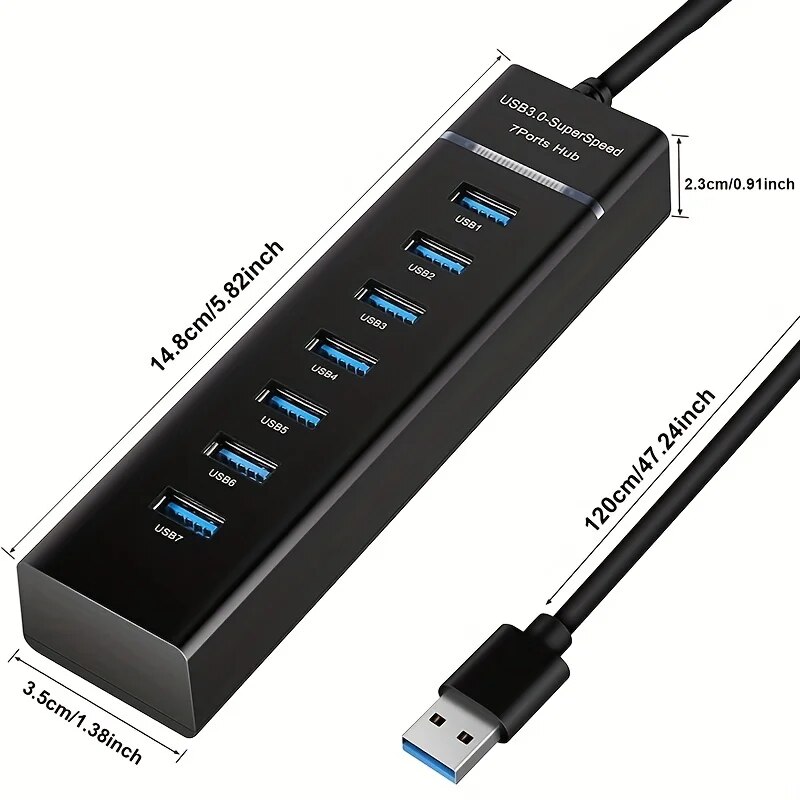 1pc 7-ports USB3.0/2.0 HUB Port Adapter USB Dock For Desktop PC Laptop Keyboard And Mouse U Disk Reader Multi-port Adapter