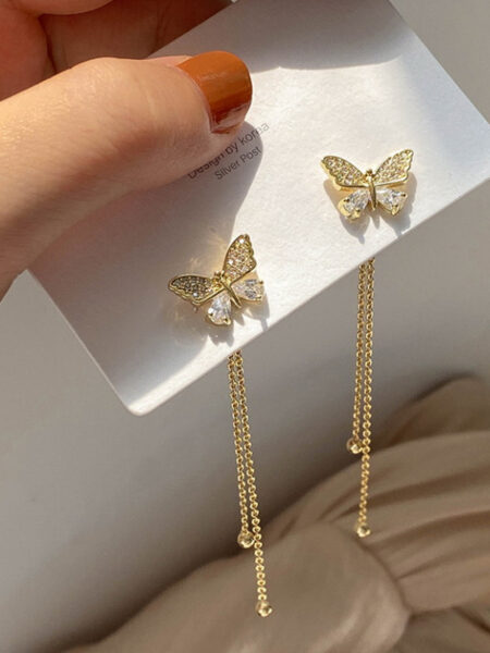 Fashion Butterfly Tassel Drop Earrings For Women Trendy Shiny Moon Star Pearls Dangle Earrings Korean Jewelry Girls Party Gifts