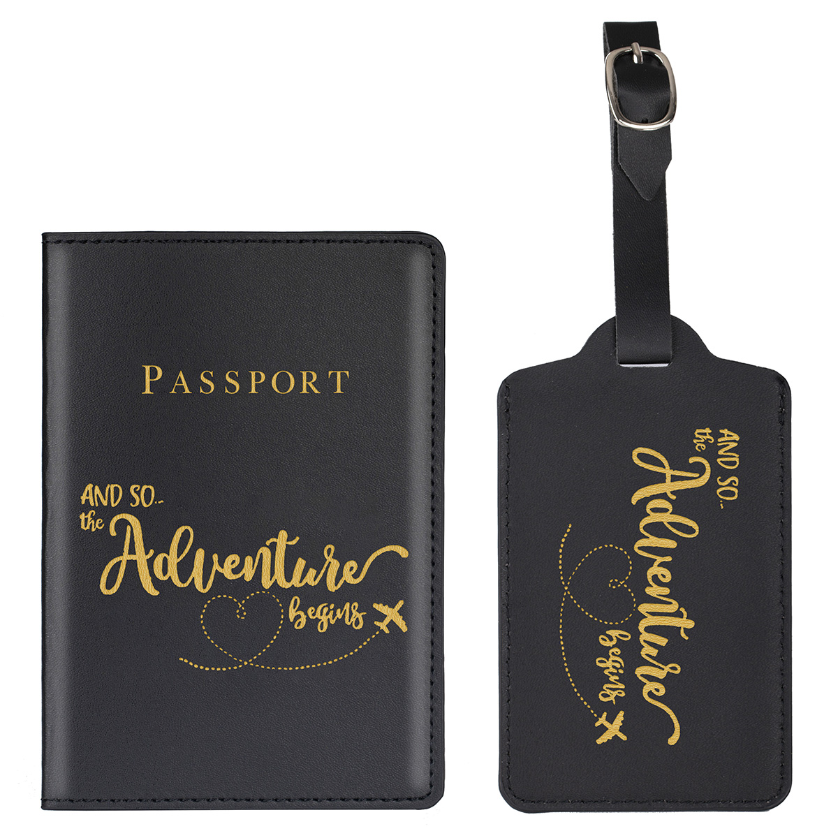 2pcs/Set Adventure Passport Cover Case and Luggage Tag Set, Travel Passport Holder Wallet