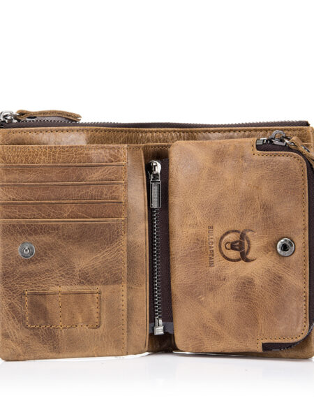 BULLCAPTAIN Authentic Leather Men's Wallet Short Purse Small Retro Wallet Brand High RFID New Short Wallet