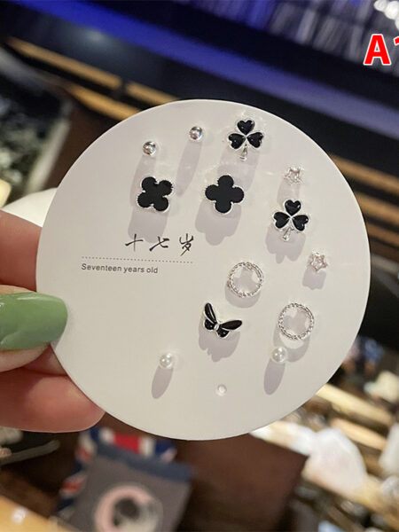 7pair Korean Fashion Small Geometric Female Earrings Set Multiple Pairs of Butterfly Cute Stud Earrings Jewelry