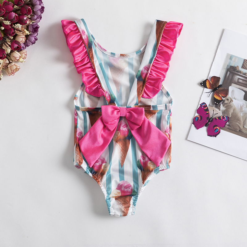 Baby Girls Swimwears Summer Bikini Set Sun Protection Kids Cute Floral Toddler Learn Swimming Suits One-Piece Sunbeach Swimsuit