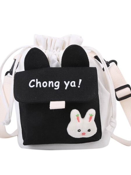 Popular Women's Bags New Canvas Bags Korean Fashion Shoulder Bag Drawstring Students Girl Cotton Crossbody Bags for Women
