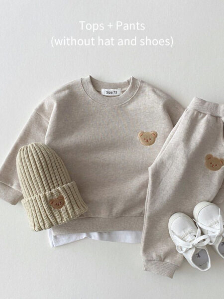 Fashion Toddler Baby Boys Girl Fall Clothes Sets Baby Girl Clothing Set Kids Sports Bear Sweatshirt Pants 2Pcs Suits Outfits