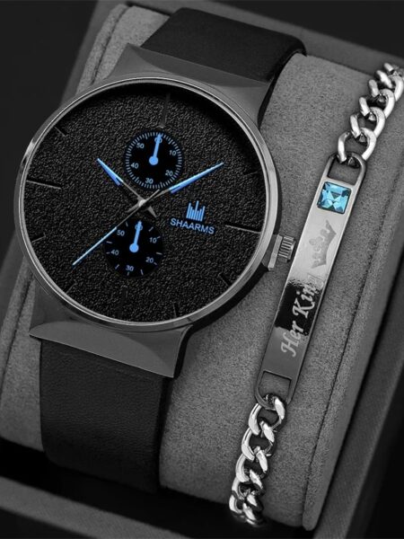 2pcs Set Fashion Mens Sports Watches Man Business Quartz Wristwatch Luxury Men Casual Clock Watch Relogio Masculino