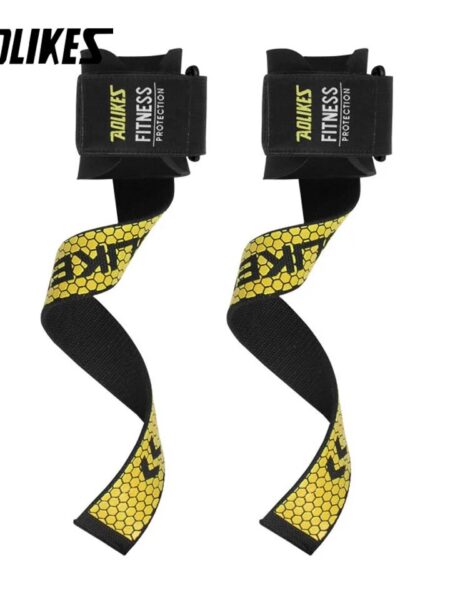 AOLIKES 1 Pair Weightlifting Straps Anti-Slip Silicone Lifting Wrist Straps Strength Training Crossfit Hand Grips Wrist Support