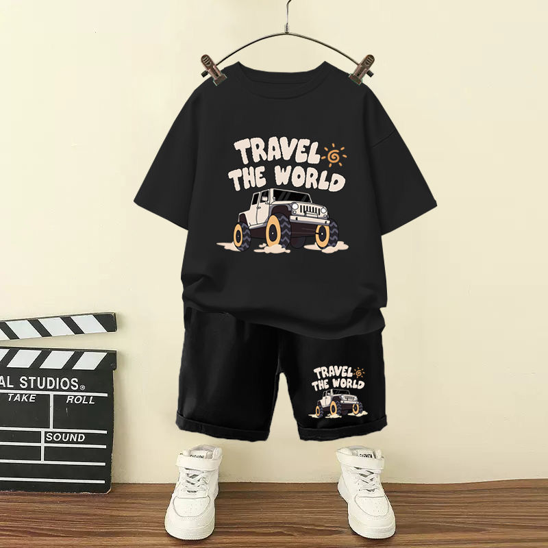 Summer Baby Boy Girls Clothes Set Children Cartoon Bear Printed T-shirts and Shorts 2pcs Suit Kid Fashion Top Bottom Tracksuits
