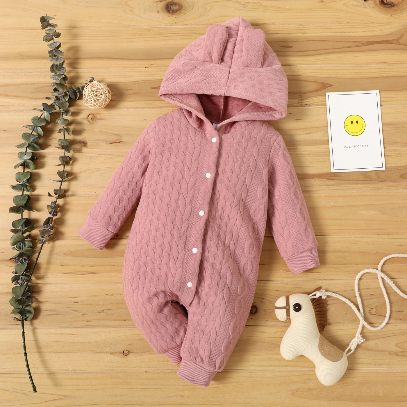 Autumn Winter Newborn Baby Romper Boys Girls Lovely Ears Hooded Long Sleeve Infant Bodysuit Warm Jumpsuit Toddler ?ÇïGirl Clothes