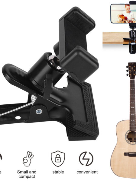 Guitar Head Clip Adjustable Angle Mobile Phone Holder Stand Multifunctional Guitar Head Phone Mount for Home Music Recording