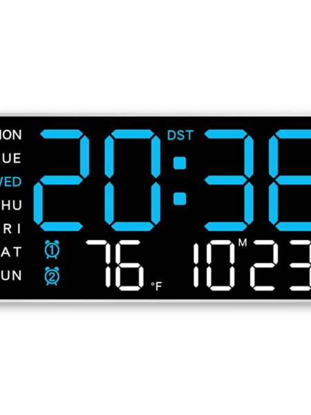 Large Digital Wall Clock Week Date Temperature Display Voice Control Table LED Alarm Clocks Brightness Adjustable 12/24H Clock