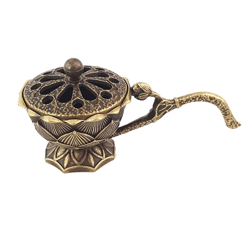 2024 New Ancient Style Alloy Incense Burner/Metal Lotus Incense Burner Bowl Incense Holder With Handle Yoga Home Decor Jessica