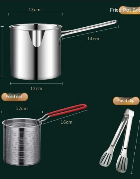 Home Mini Fryer With Strainer Basket Nugget Tempura French Fries Snacks Chicken Steak Fryer 304 Stainless Steel Fryer