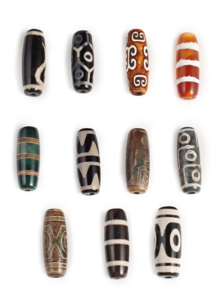 5Pcs Natural Stone Tibet Dzi Beads Multi-color Hole Onyx Bead for Tribal Jewelry Making Diy Necklace Bracelet Accessories