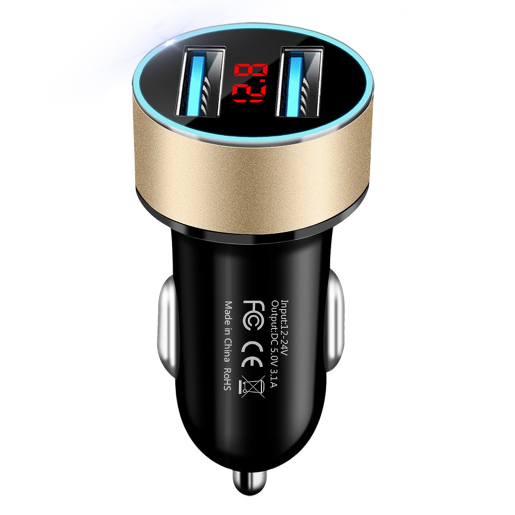 1pc JMGC001A New Car Charging Digital Display Car Charging Dual USB Car Charging Multifunctional Intelligent Car Charger