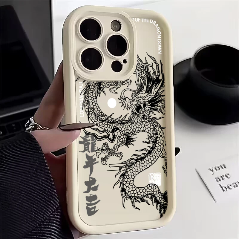 Illusory Color Chinese Dragon Silicone Phone Case For iPhone 15 Cases iPhone 14 13 12 11 Pro Max XS X XR 7 8 Plus 15 Soft Cover