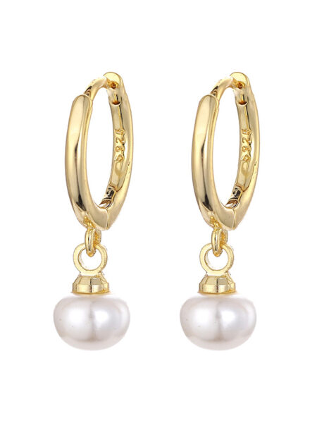 ANENJERY Silver Color Flat Pearl Hoop Earrings Hot Fashion Simple Charms Earrings for Women Girl Wholesale