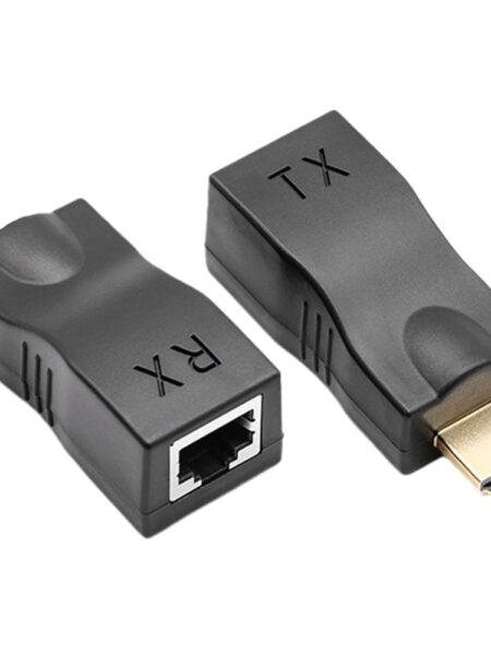 2Pcs Portable PVC Ethernet Cable To HDMI 1080P 4K HDMI Extender 30 Meter Transmission Black /Blue Cable Amplifier Transmitter CAT-5E/6