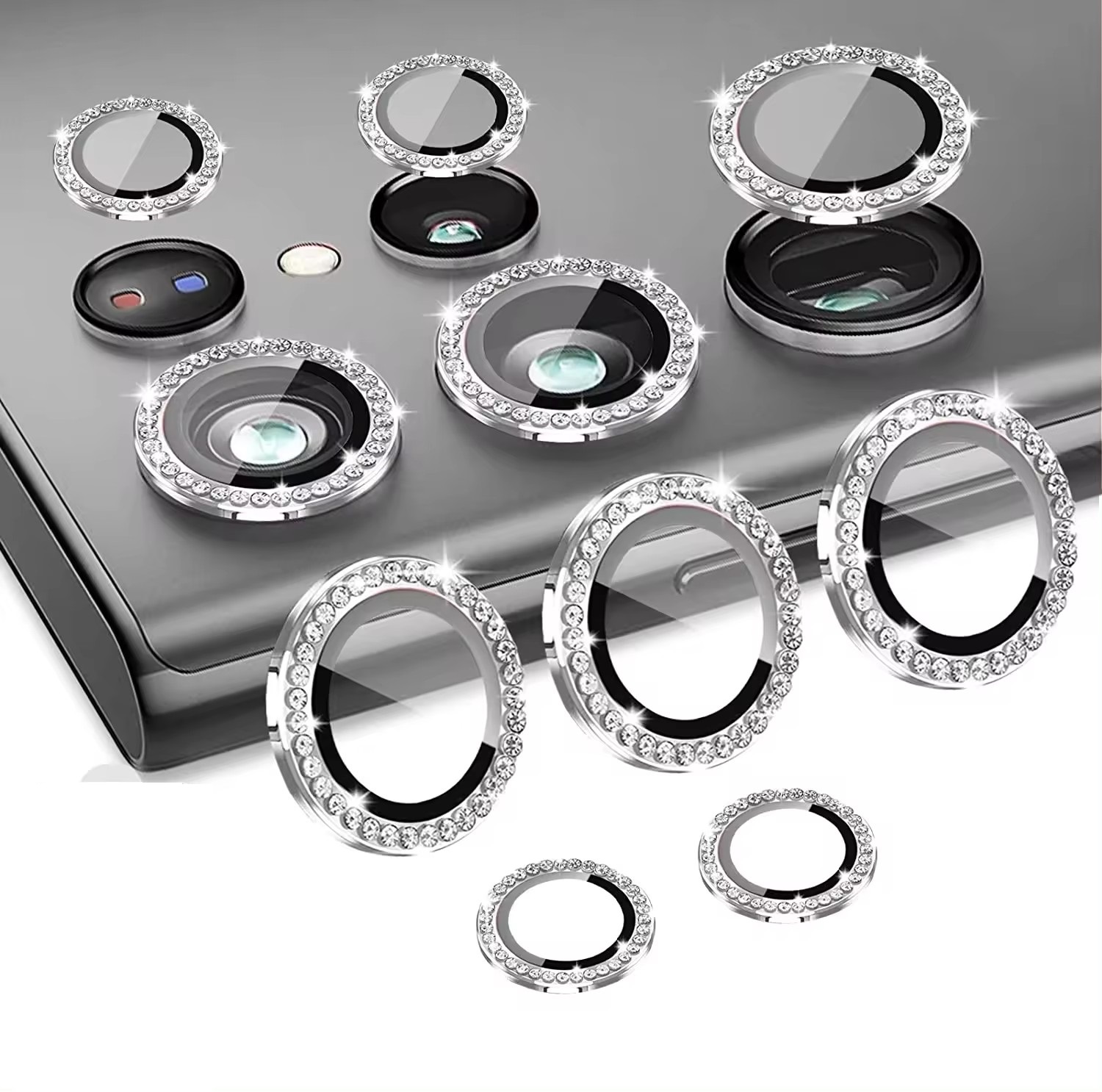 Metal Diamond Ring Lens Camera Protector For Samsung Galaxy S22 S23 S24 Ultra For Galaxy S23 S23 Plus Glass Lens Cap
