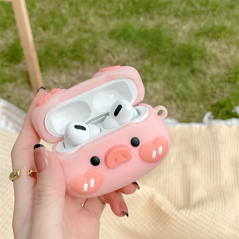 Cute Piggy Apple Headphones Silicone Headphone Cover AirPods Pro Wireless Headphone Protective Cover