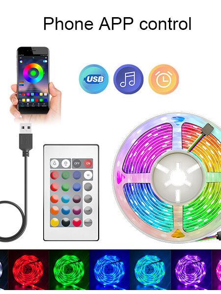 USB LED Strip Light 16LED/Meter Bluetooth RGB Lights Flexible TV Backlight Lamp 5050 5V LED Tape Diode Phone APP 1-30m For Room