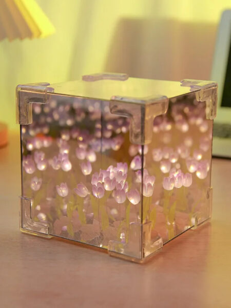Creative Diy Tulip Flower Sea Cube Three-Dimensional Small Night Lamp Material Package for Girlfriend Couple Girlfriends