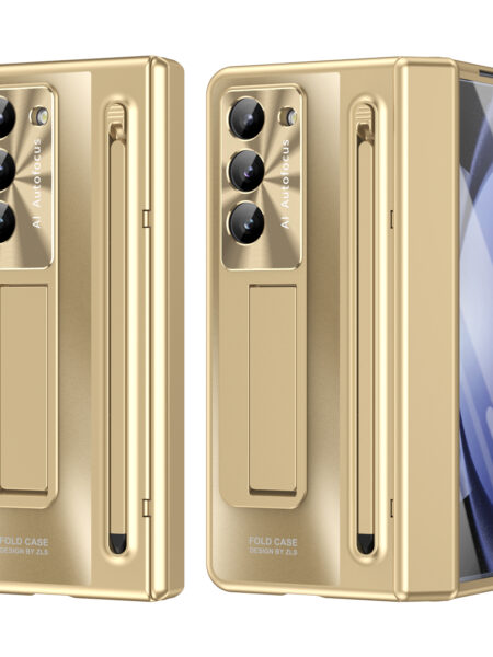 With Touch Pen Case for Samsung Galaxy Z Fold 6 5 4 3 Hinge Folding Cover Kickstand Full Protection Tempered Glass Film