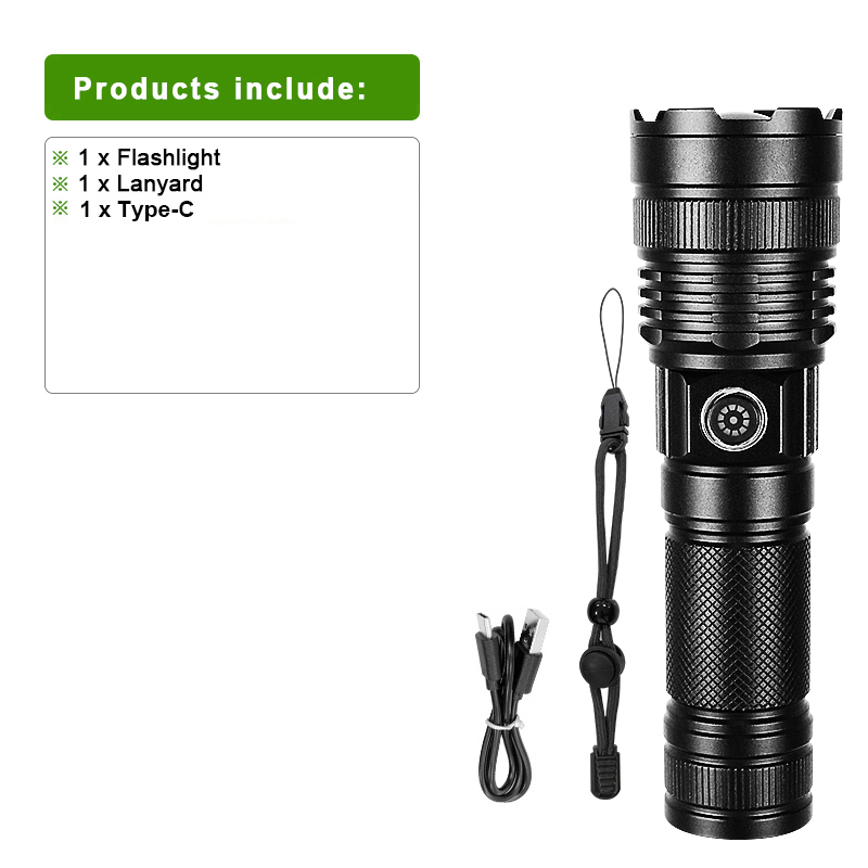 10000LM 800W Most Powerful Led Flashlights Tactical 15000mah Built-in Battery Flash Light Emergency Spotlights 4km Holiday Gifts