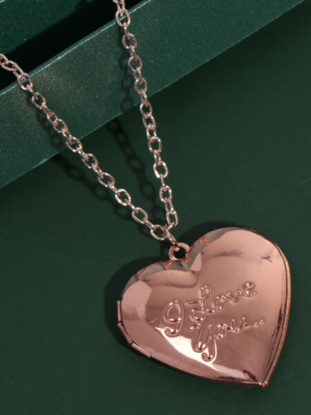 Love Heart Locket Pendants Openable Photo Frame Glossy Family Picture Necklace Creek