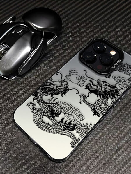 Chinese Dragon Phone Case for Apple iPhone 15 Pro Max 14 13 Plus 12 11 XR X XS 7 8 Funda Plating Matte DBZ Protector Cover