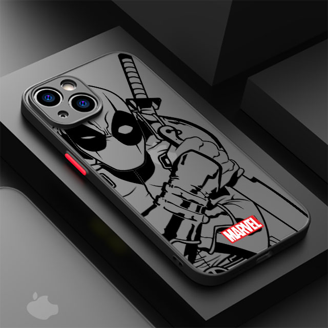 Matte Phone Case for IPhone 15 13 12 11 14 Pro Max 13Mini X XS Max XR 7 8 Plus SE Clear Cover Iron Man Spider Man Deadpool Art
