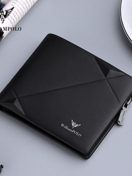 WILLIAMPOLO Luxury Brand Men Wallet Genuine Leather Bifold Wallet Bank Credit Card Case ID Holders Male Coin Purse Pockets