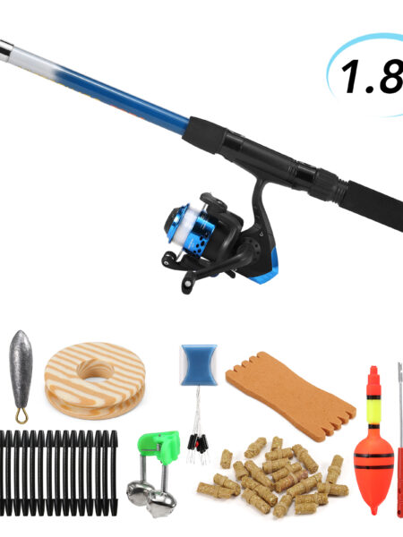 1.8M Fishing Rod and Reel Combo Full Kit With Lures Swivels Bell Float Hair Rigs For Outdoor Fishing Accessories