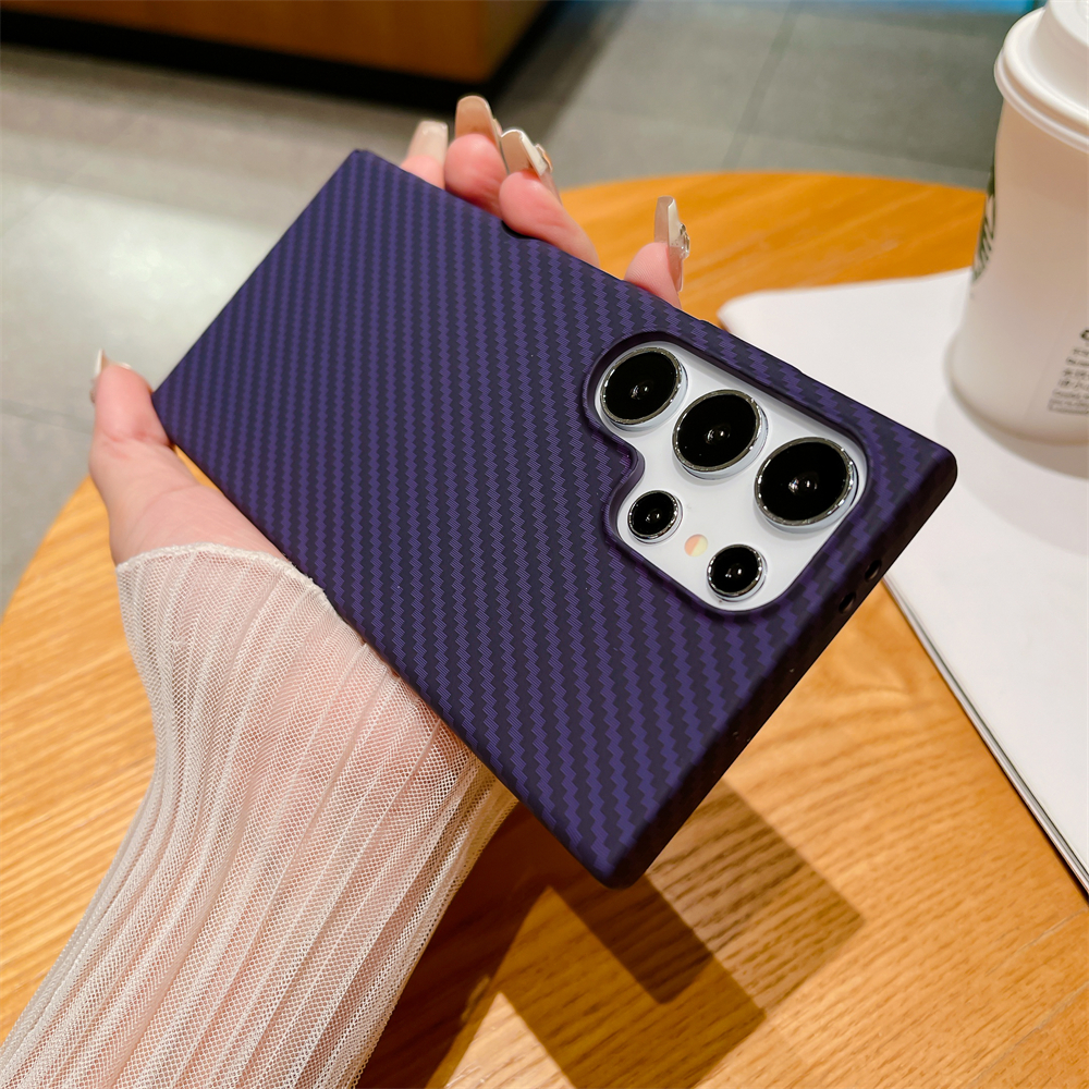 Business Slim Thin Carbon Fiber Pattern Phone Case for Samsung S24Ultra S23Ultra S22Ultra Note20U Shockproof Hard Armor Cover