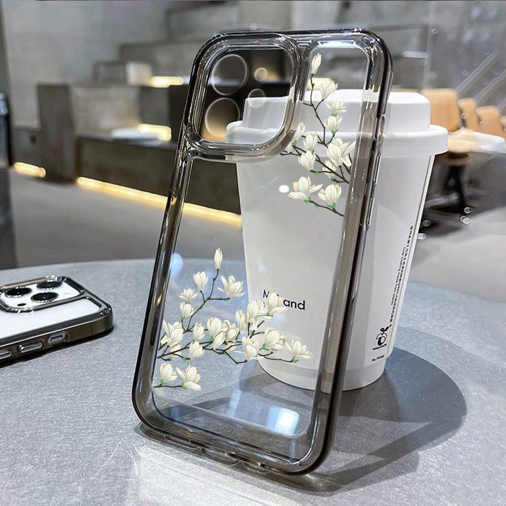 Clear Phone Case For iPhone 11 Case For iPhone 13 15 14 12 Pro Max XR XS Max X 7 8 14 15 Plus SE 2020 Silicone Soft Flower Cover