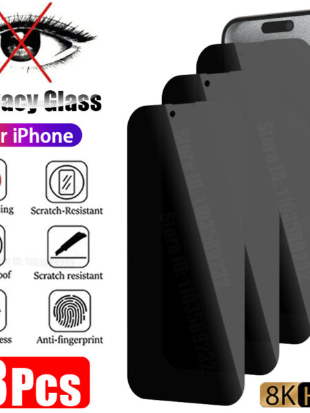 3Pcs Privacy Glass for iPhone 15 14 13 12 11 Pro Max Plus Mini Anti-Spy Screen Protector For iPhone 7 8 6S X XS XR SE 2020 2022