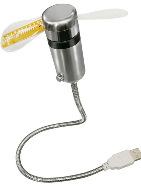 Metal Mini Fan Real Time Display Clock Fans DC 5V Small Night Light USB Powered Mini Cooling Flashing Fan for Laptop PC Notebook