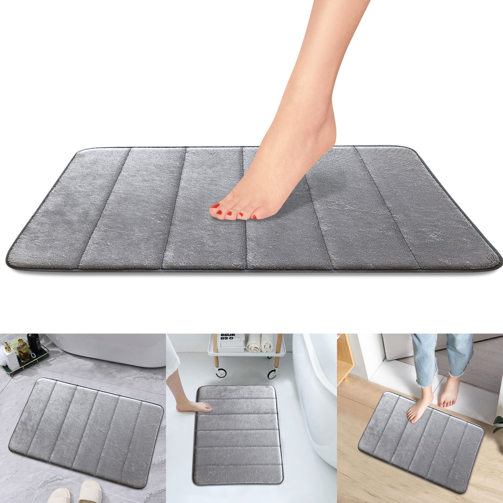 Flannel Floor Mat Sponge Carpet Floor Mat Household Water Absorbent Non Slip Foot Mat super absorbent anti slip bath mat