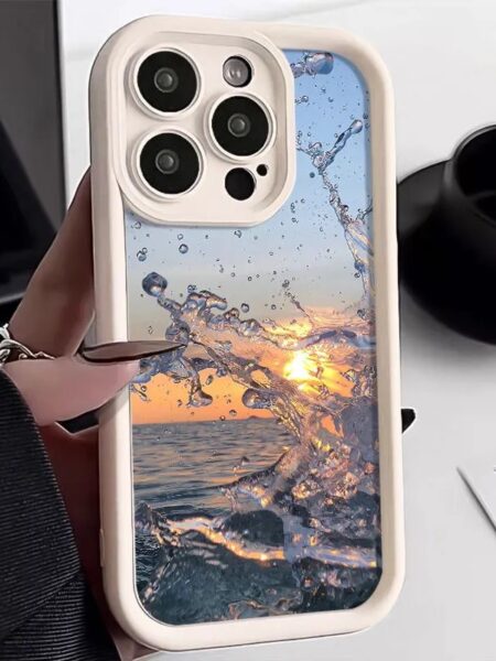 Watercolor Painting Phone Case for IPhone 15 13 12 11 14 Pro Max Mini X XS XR Max 7 8 Plus SE2 Aquarelle Ocean Waves Covers