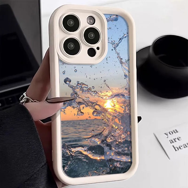 Watercolor Painting Phone Case for IPhone 15 13 12 11 14 Pro Max Mini X XS XR Max 7 8 Plus SE2 Aquarelle Ocean Waves Covers